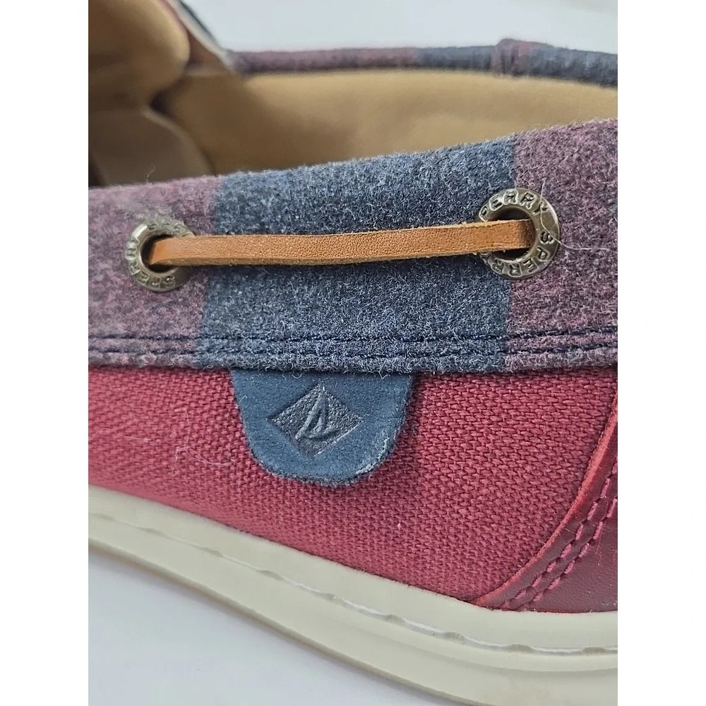 Sperry Songfish Varsity Wool Boat Shoe Women's 10 Maroon Navy 84410 NWOB